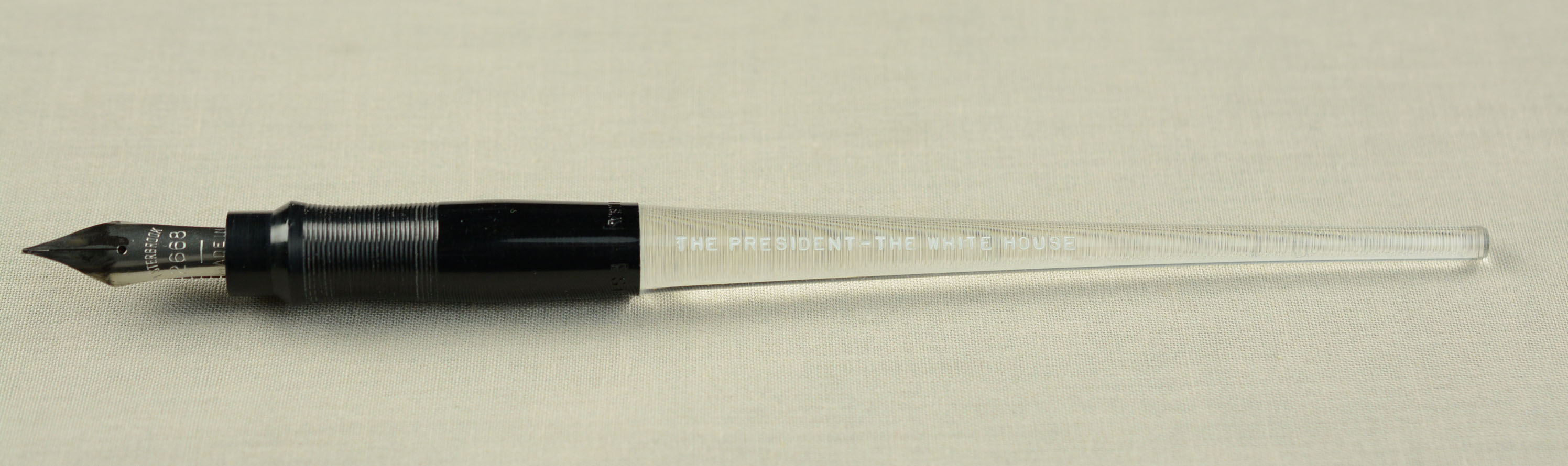 President Lyndon B. Johnson with his bill signing pens at the Housing and Urban Development Act signing.
